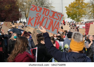 Szczecin (Poland) October 28, 2020. Women's Protest. The Demonstrations Are Caused By The Ruling Of The Constitutional Tribunal Of The Republic Of Poland To Tighten Abortion Regulations In Poland