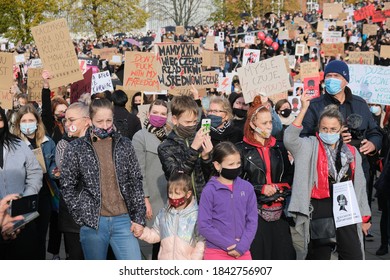 Szczecin (Poland) October 28, 2020. Women's Protest. The Demonstrations Are Caused By The Ruling Of The Constitutional Tribunal Of The Republic Of Poland To Tighten Abortion Regulations In Poland