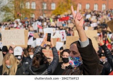 Szczecin (Poland) October 28, 2020. Women's Protest. The Demonstrations Are Caused By The Ruling Of The Constitutional Tribunal Of The Republic Of Poland To Tighten Abortion Regulations In Poland