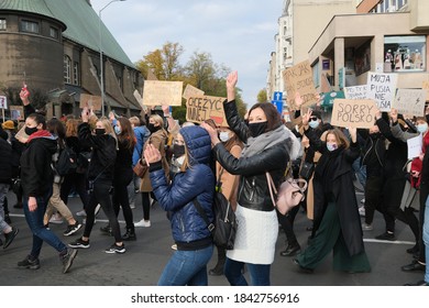 Szczecin (Poland) October 28, 2020. Women's Protest. The Demonstrations Are Caused By The Ruling Of The Constitutional Tribunal Of The Republic Of Poland To Tighten Abortion Regulations In Poland