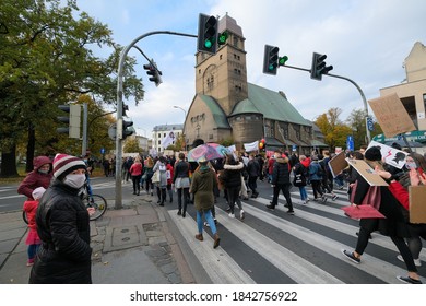 Szczecin (Poland) October 28, 2020. Women's Protest. The Demonstrations Are Caused By The Ruling Of The Constitutional Tribunal Of The Republic Of Poland To Tighten Abortion Regulations In Poland