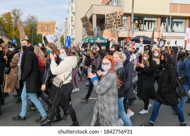 Szczecin (Poland) October 28, 2020. Women's Protest. The Demonstrations Are Caused By The Ruling Of The Constitutional Tribunal Of The Republic Of Poland To Tighten Abortion Regulations In Poland