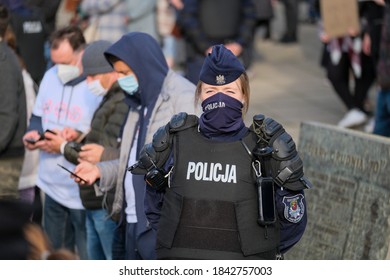 Szczecin (Poland) October 28, 2020. Women's Protest. The Demonstrations Are Caused By The Ruling Of The Constitutional Tribunal Of The Republic Of Poland To Tighten Abortion Regulations In Poland