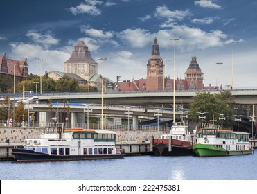 Szczecin (Stettin) City old town, riverside view, Poland.