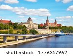 Szczecin waterfront with Chrobry Embankment, Poland.