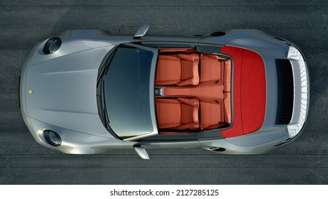Szczecin,Poland-February 2022:Porsche 911 convertible - top view