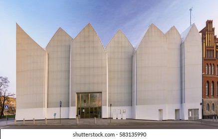 Szczecin,Poland-July 2106:Futuristic  Building In Szczecin Philharmonic