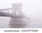 Szechenyi Chain Bridge Budapest Hungary fog