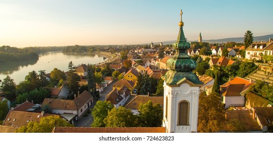 Szentendre Hungary, morning aerial view.  - Shutterstock ID 724623823