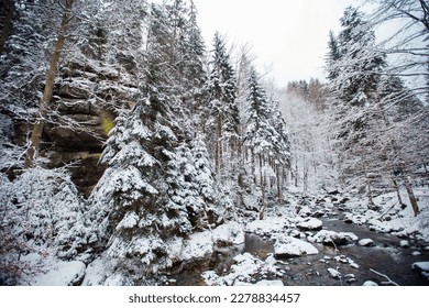 Szklarka Stream, winter view, Szklarska Poręba, Poland. - Powered by Shutterstock