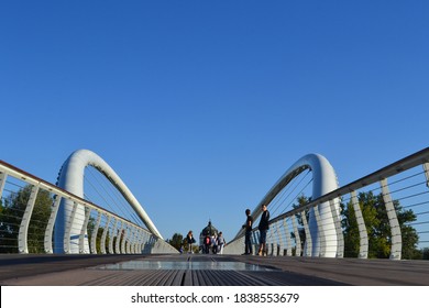 Szolnok Hungary 07 September 2013 Is Located On The Say Tisza Longest Bridge In Central Europe Of 444 Meters. This Beautiful Bridge Resembles A Printed Flower.