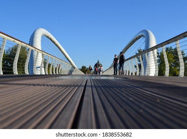 Szolnok Hungary 07 September 2013 Is Located On The Say Tisza Longest Bridge In Central Europe Of 444 Meters. This Beautiful Bridge Resembles A Printed Flower.