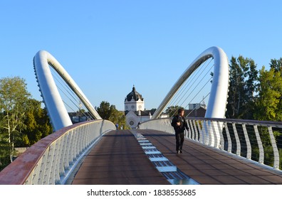 Szolnok Hungary 07 September 2013 Is Located On The Say Tisza Longest Bridge In Central Europe Of 444 Meters. This Beautiful Bridge Resembles A Printed Flower.