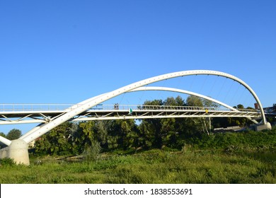 Szolnok Hungary 07 September 2013 Is Located On The Say Tisza Longest Bridge In Central Europe Of 444 Meters. This Beautiful Bridge Resembles A Printed Flower.