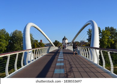 Szolnok Hungary 07 September 2013 Is Located On The Say Tisza Longest Bridge In Central Europe Of 444 Meters. This Beautiful Bridge Resembles A Printed Flower.