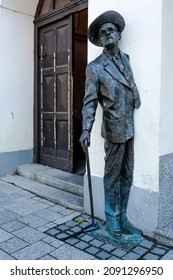 SZOMBATHELY, HUNGARY - AUGUST 14, 2021: Statue of James Joyce in Szombathely, Hungary