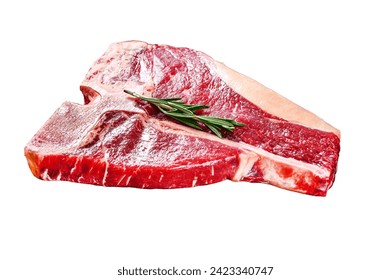 T bone steak in a pan. Organic raw Tbon beef. Isolated on white background. Top view - Powered by Shutterstock