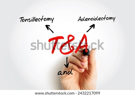 T and A - Tonsillectomy and Adenoidectomy acronym, concept background