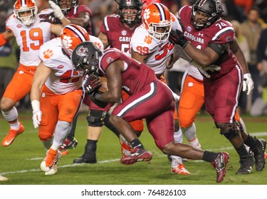 T. Williams #27 Player On The Field Of The Clemson Tiger Vs. South Carolina Gamecocks Football Game On November 25th 2017 At The William-Brice Stadium In Columbia, South Carolina -USA 