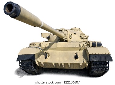 T-55 - Soviet Medium Tank. Is Based On The T-54. Produced From 1958 To 1979. Isolation On White.