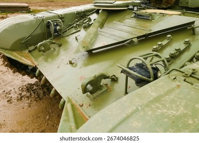T-72 tank testing at proving ground, overall view with hull and turret details.