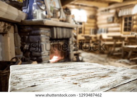 Table background and fireplace 
