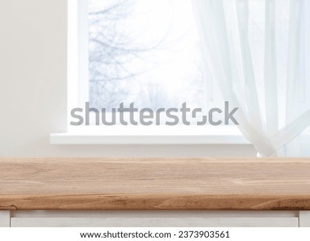 Table background of free copy space and winter window background