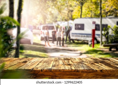 Table background of free space and camping background of summer time 