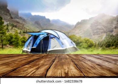 Table background of free space and camping background 