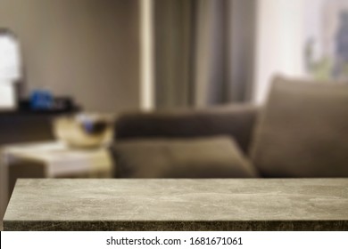 Table Background Of Free Space And Home Interior.Free Space For Your Decoration.Copy Space For Your Composition. 