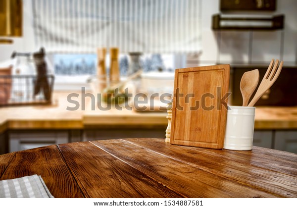 Table Background Free Space Kitchen Interior Stock Photo (Edit Now ...