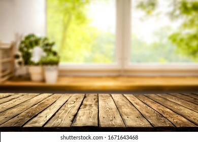 Table Background Of Free Space And Window Background. 