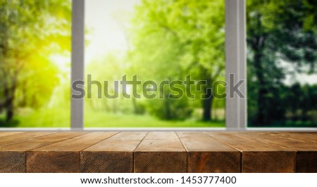 Table background with the white window frame 
