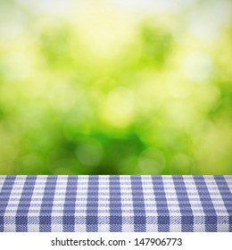 Table Blue Cloth Over Natural Background