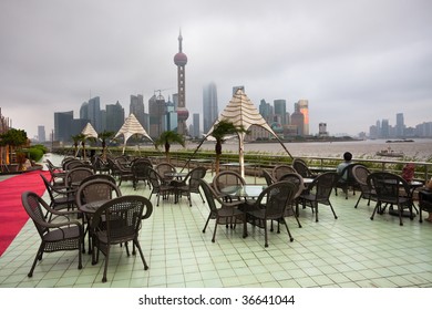 The Table Of A Cafe In Shanghai China.