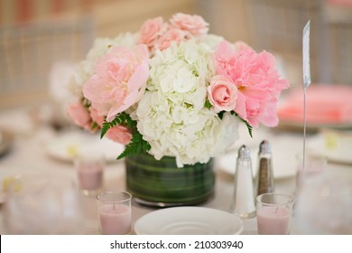 Table centerpiece floral arrangement at luxury event or wedding reception  - Powered by Shutterstock