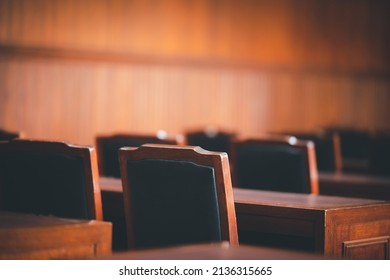 Table And Chair In The Courtroom Of The Judiciary