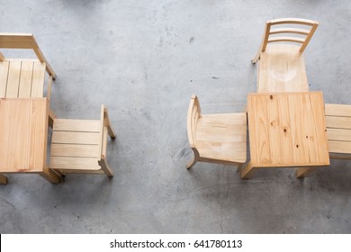 Table And Chair In Food Court, Cafe, Coffee Shop, Cafeteria, Restaurant Interior, Top View