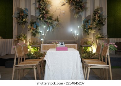 Table and Chairs Arrangement for Muslim Wedding Ceremony - Shutterstock ID 2254845207