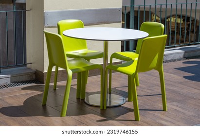 table with chairs in a cafe