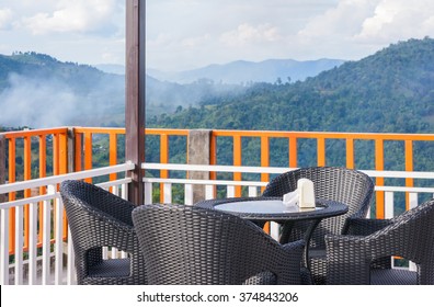 Table And Chairs In  Terrace balcony outdoor