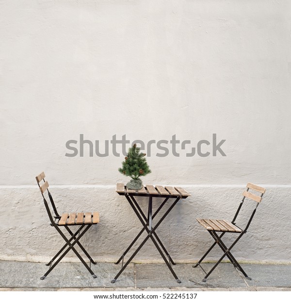 Table Christmas Tree Two Chairs Near Stock Photo Edit Now 522245137