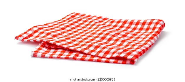 Cocina de tela de mesa aislada. servilleta roja sobre fondo blanco.