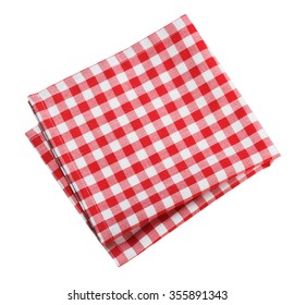Table Cloth Kitchen Red Color Isolated On White.