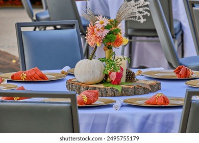 Table decorated with fall decor