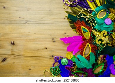 Table Decorated For Mardi Gras Party.