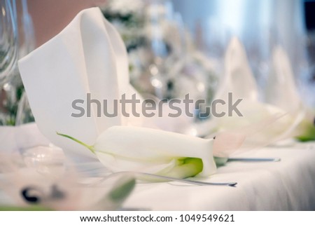 table decorated for the wedding