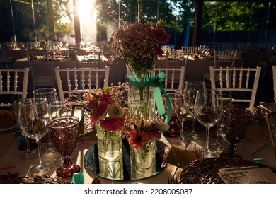 Table Decorated For A Wedding Party, No People Shown