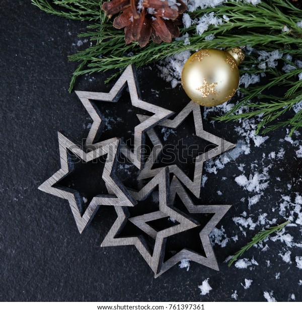 Table Decorations Christmas Bauble Stars Fir Stock Photo Edit Now