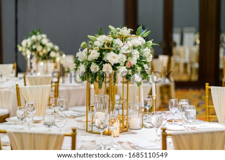 Table decorations for a lavish and festive dinner.